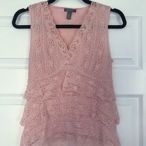 Apt. 9 Pink Lace Layered Short Sleeve Top